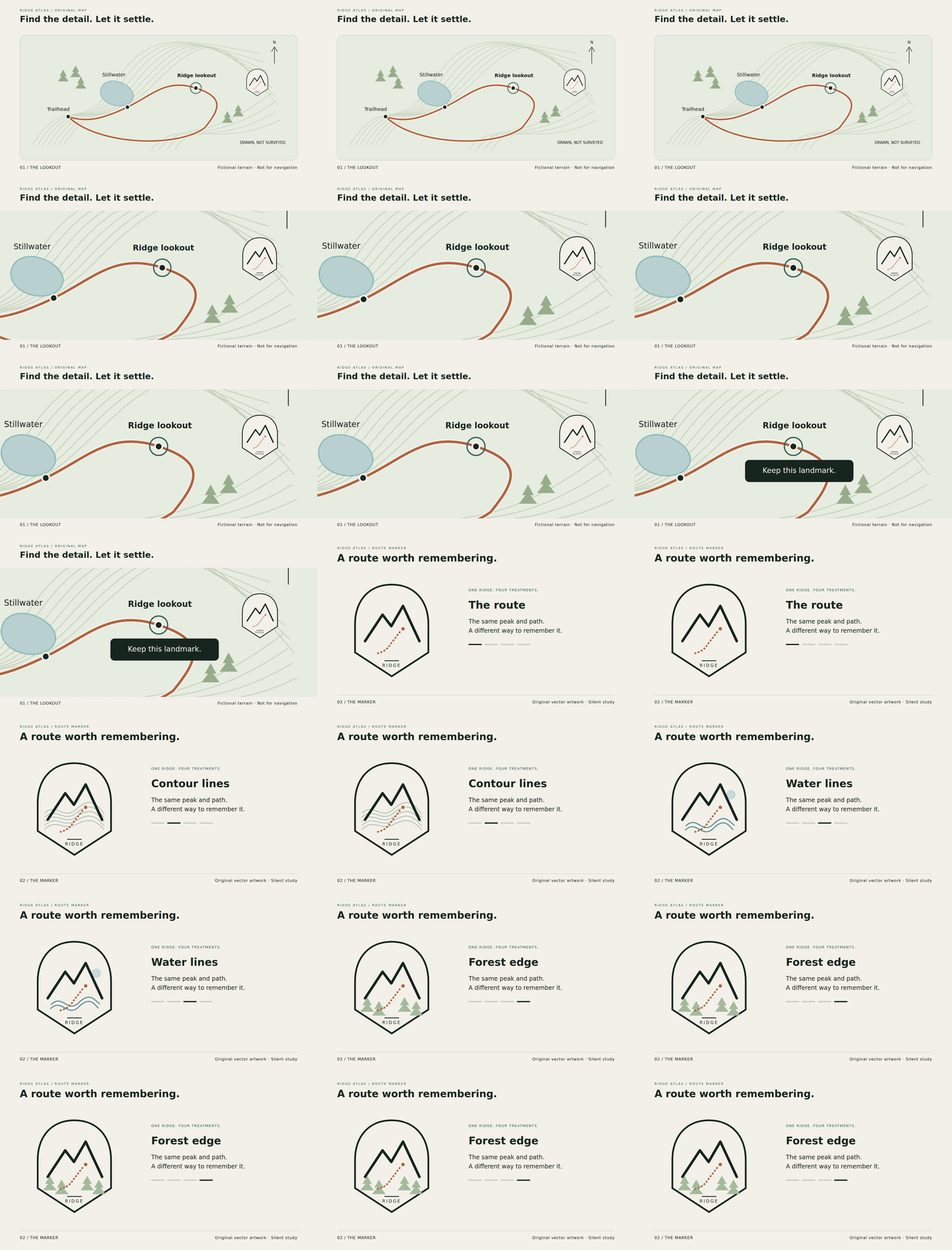 Twenty-one decoded frames show the map push, fixed masks, four badge treatments and final hold