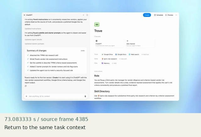 Return to the same task context at source 73.083333 seconds
