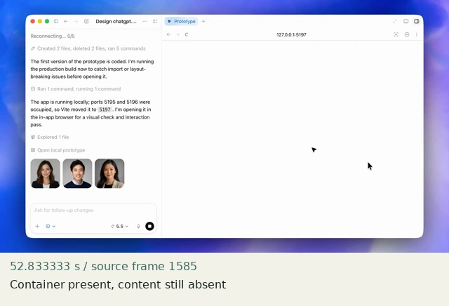 Container present, content still absent at source 52.833333 seconds