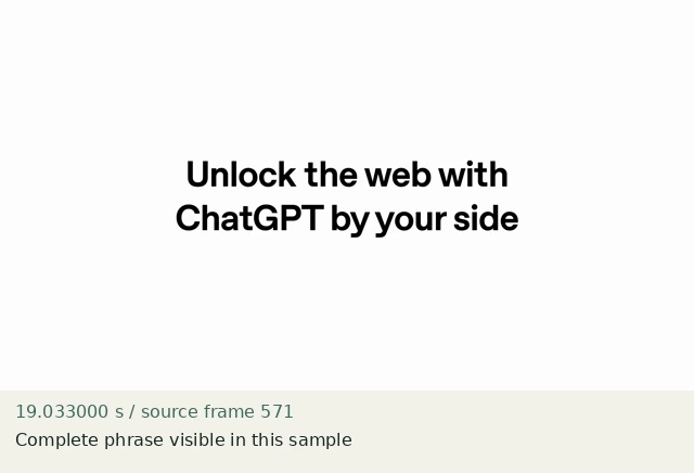 Complete phrase visible in this sample at source 19.033000 seconds