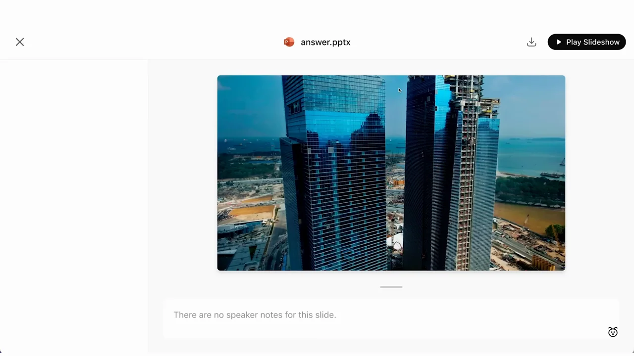 A presentation attachment opens into a slide preview.