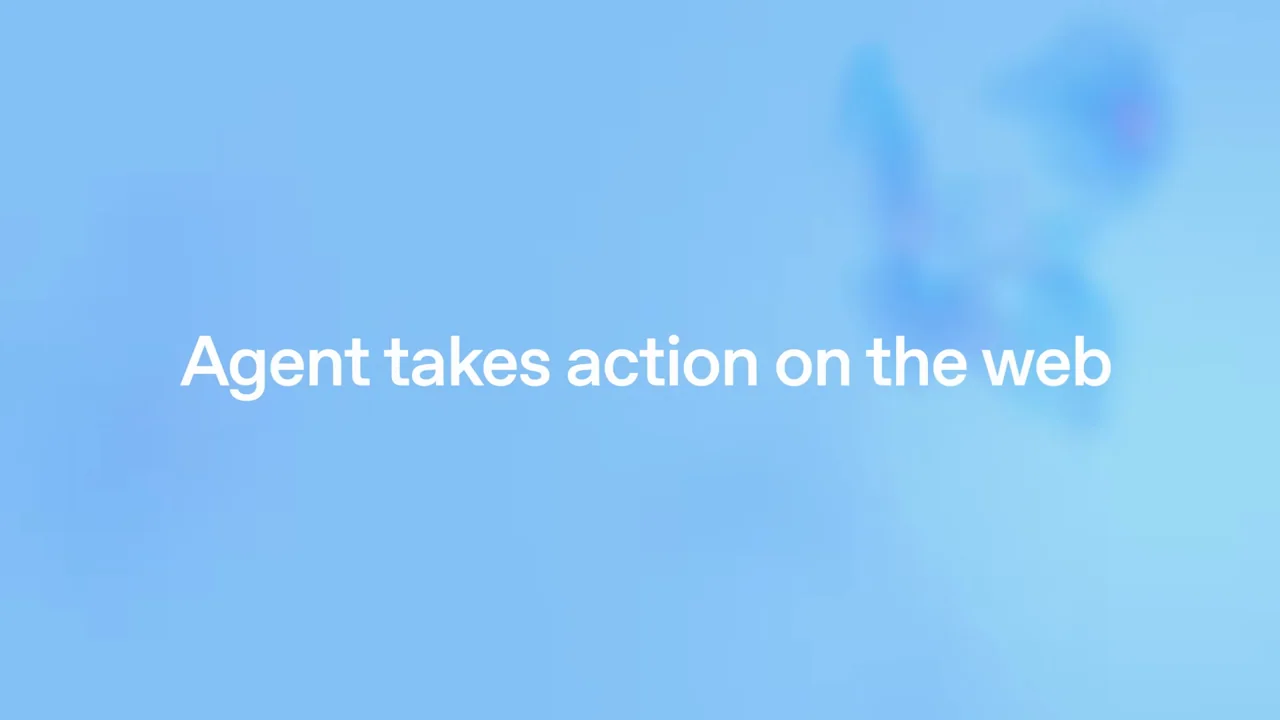 A short web-action statement appears over a soft blue background.