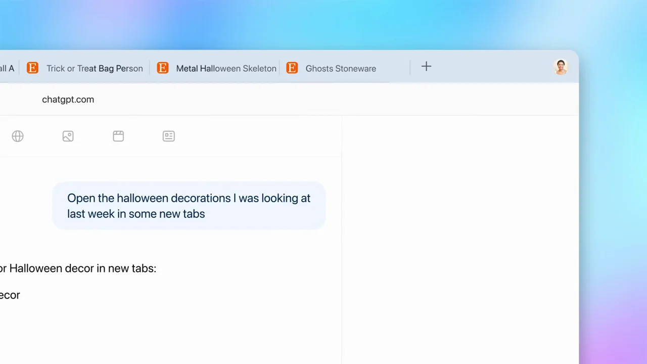 Previously visited items appear as opened tabs.