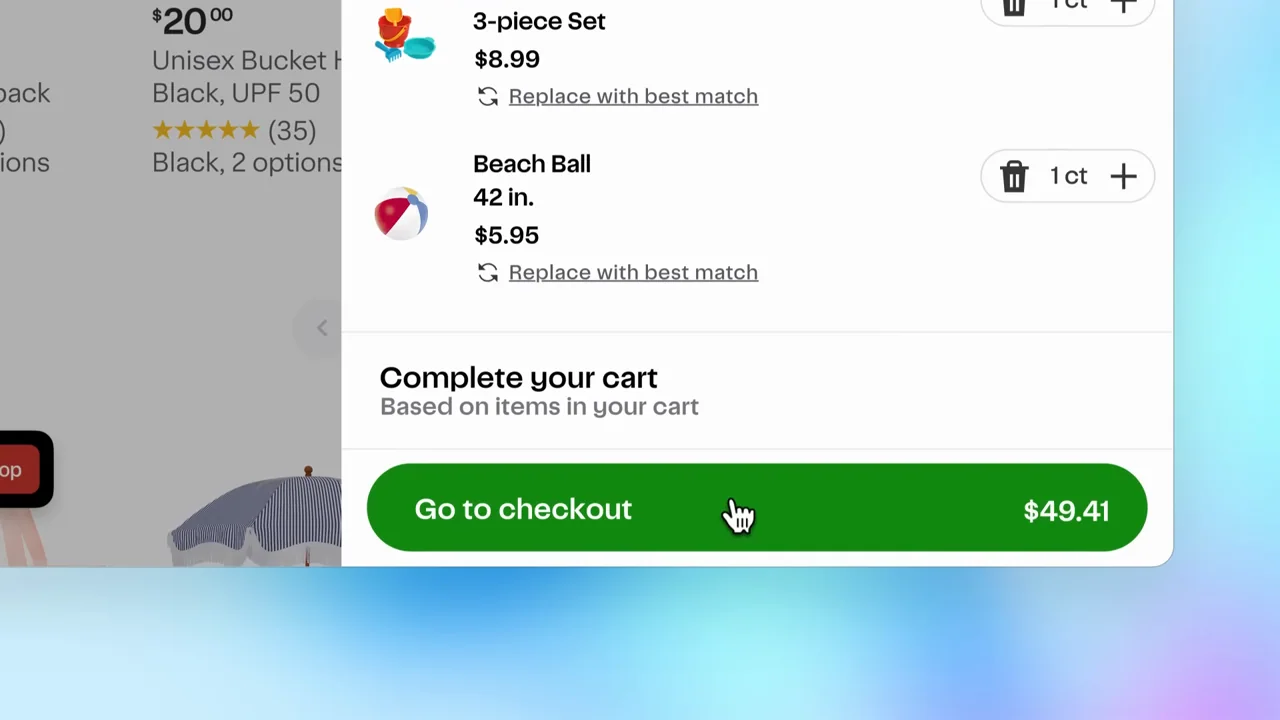The cart and its checkout control provide tangible proof.
