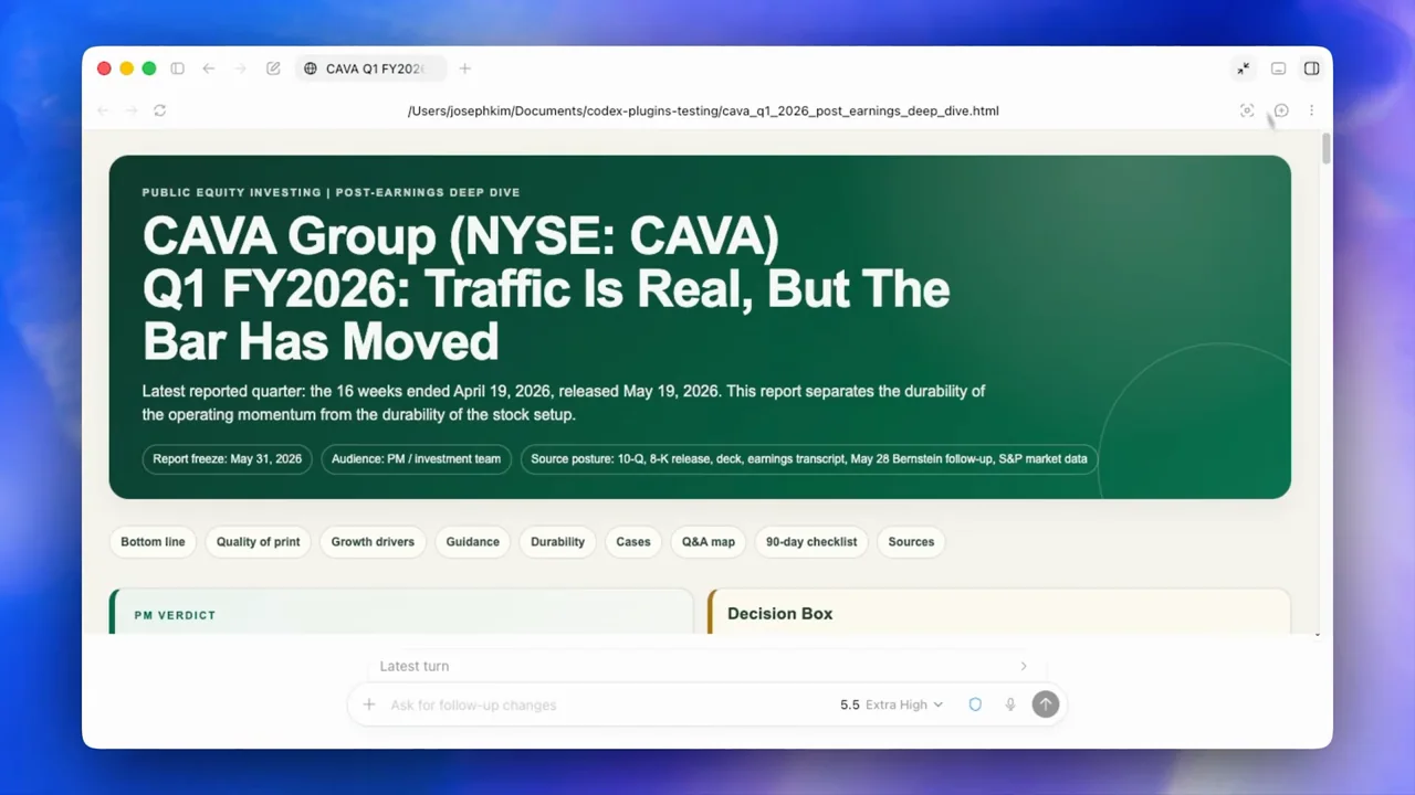 A green report header opens inside the app browser.