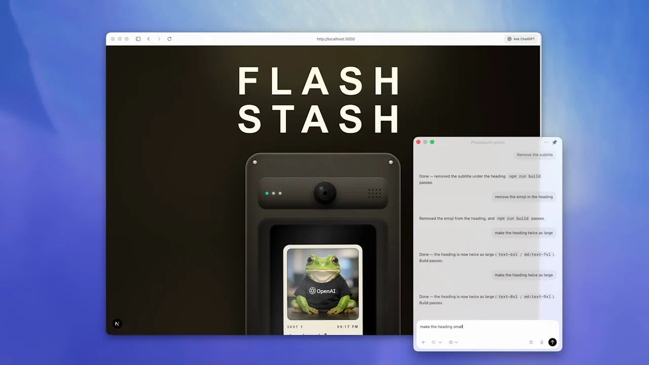 A finished website remains visible beside the small task panel.