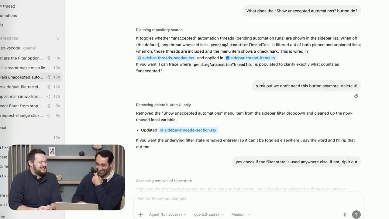 A conversation with linked and highlighted text occupies the main frame.