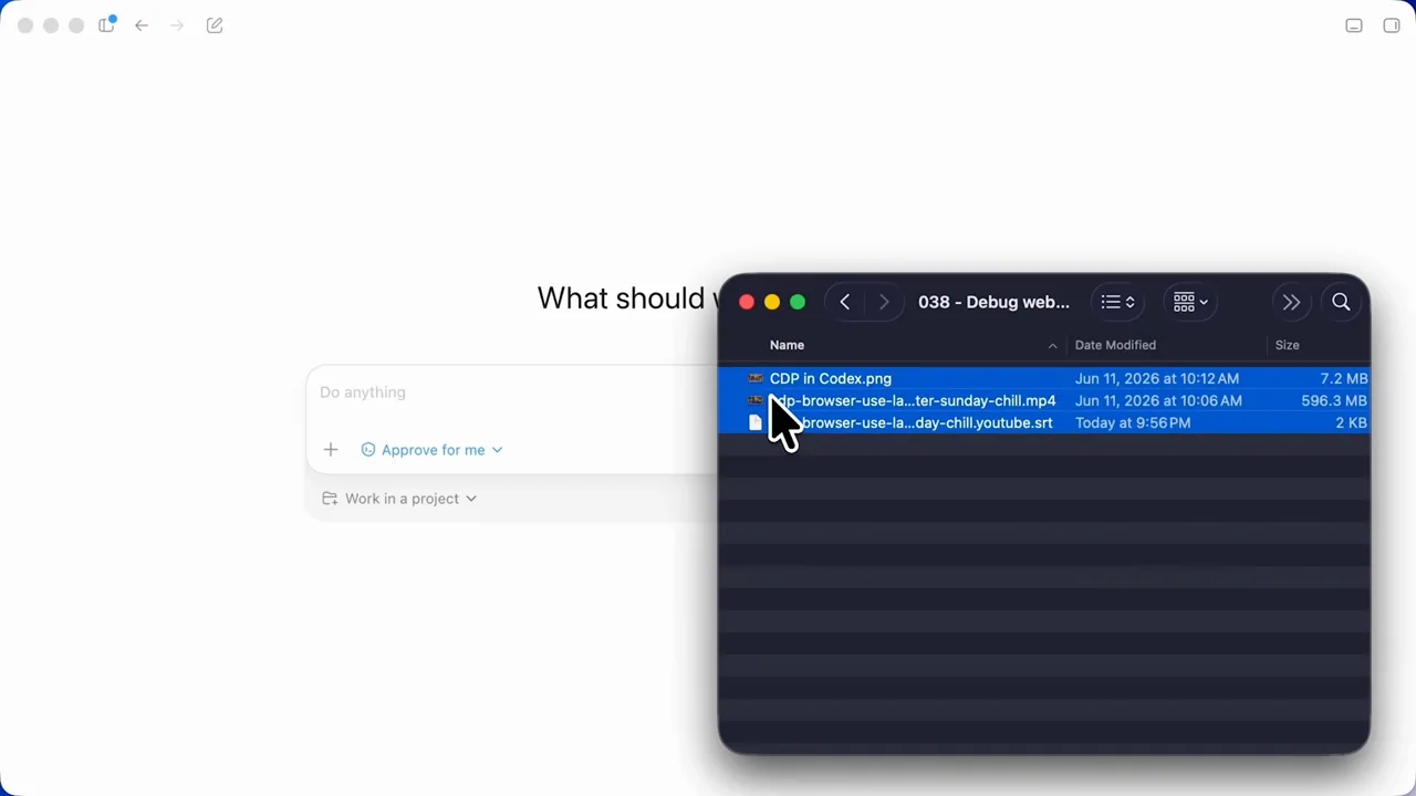 A file window is used to select the next upload's source files.