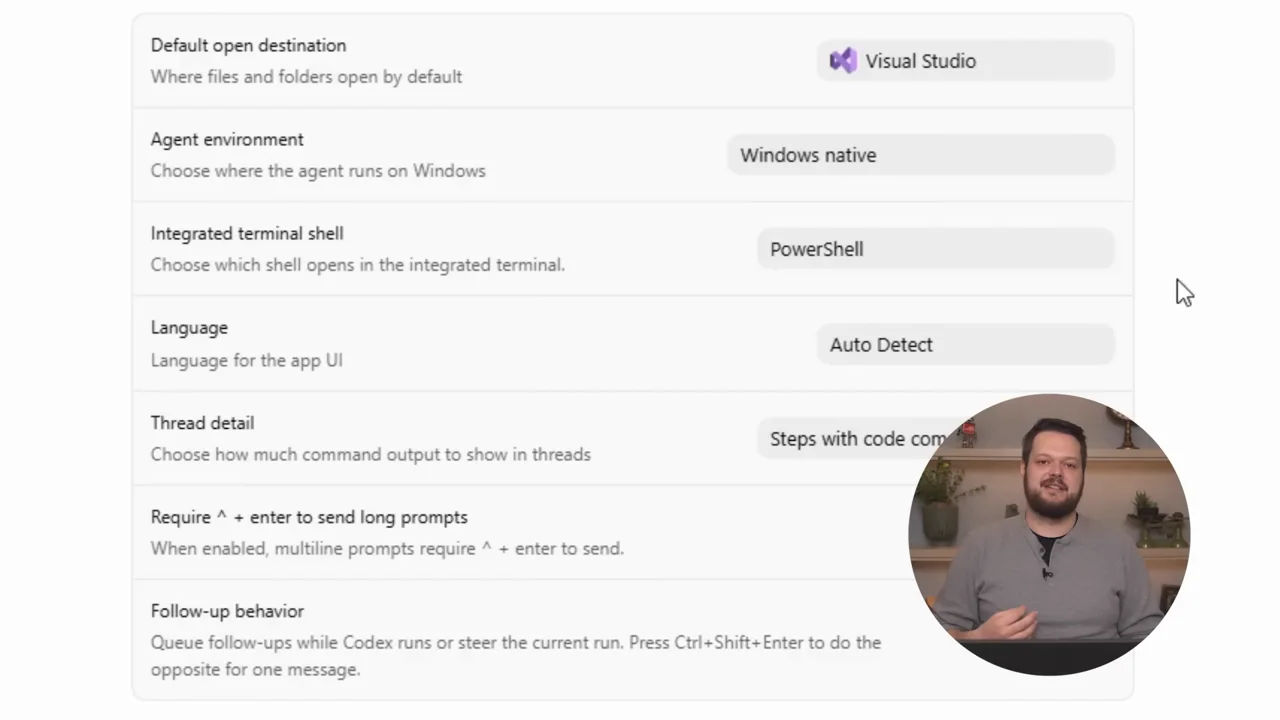 Environment and shell options are opened in close-up.