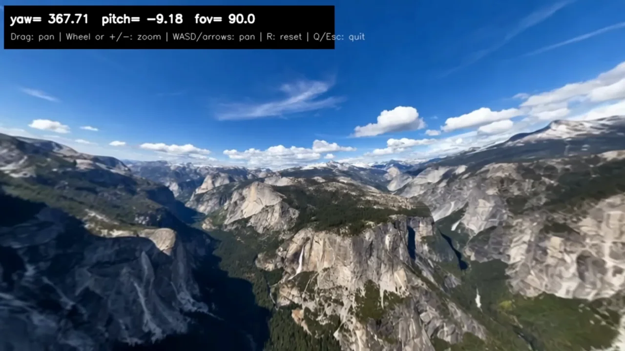 A viewer with orientation readouts appears, followed by laptop and panoramic-strip views.