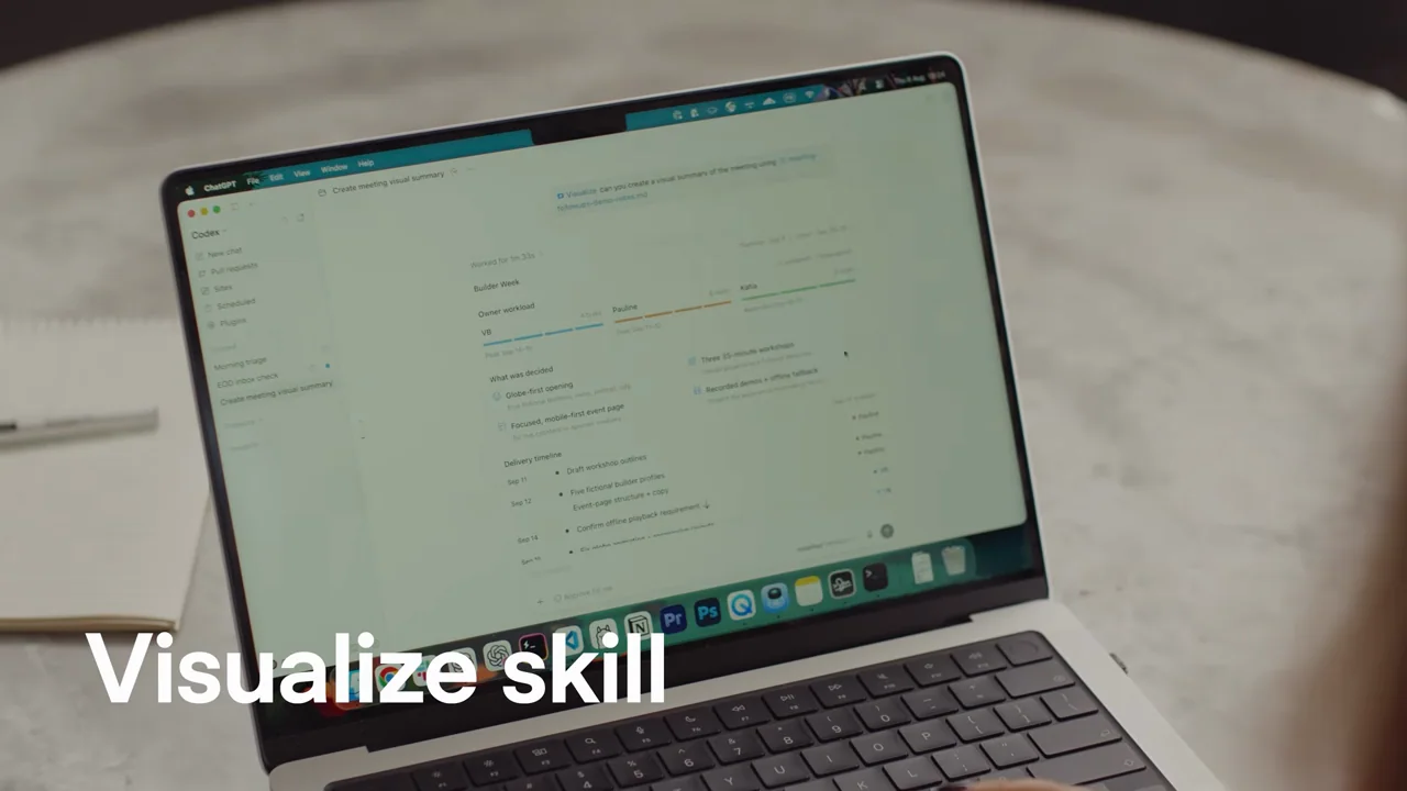A physical laptop shot introduces the visualization topic.
