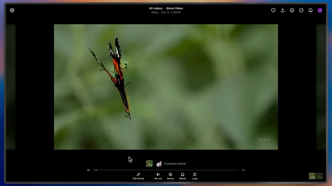 A butterfly and flower-like form appear together in the output viewer.