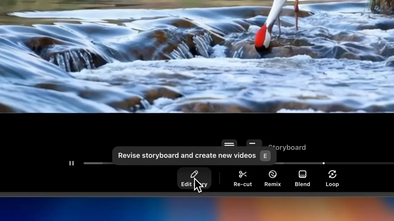 A close lower toolbar exposes the route back to revising the storyboard.