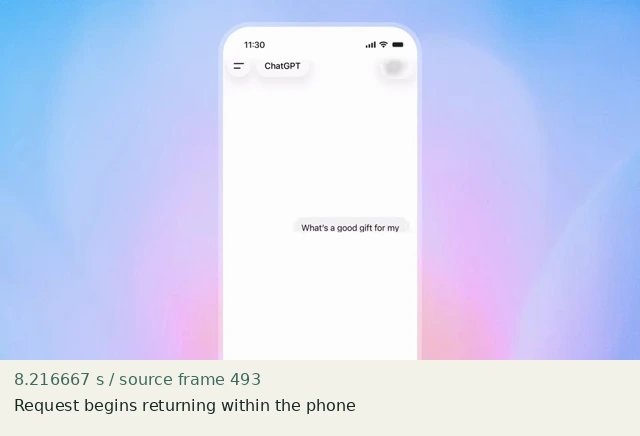 Request begins returning within the phone — source frame 493